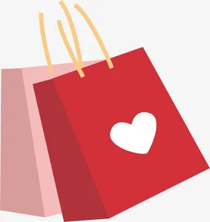 红色情人节爱心礼袋免抠