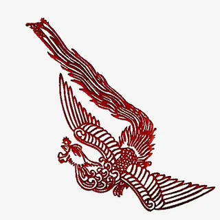 红色镂空凤凰免抠