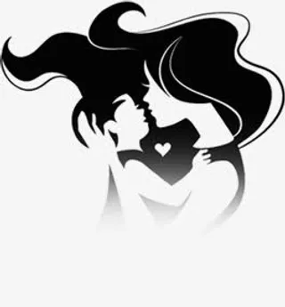 黑色手绘爱心人物母爱节日免抠