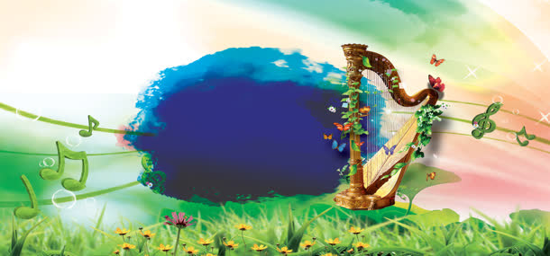 音之春水彩春天海报背景