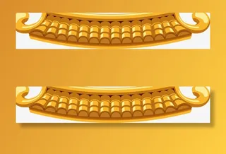 喜庆卡通的金色屋檐免抠装饰中国风元素