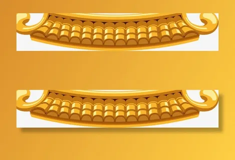 喜庆卡通的金色屋檐免抠装饰中国风元素 喜庆卡通的金色屋檐免抠装饰中国风元素