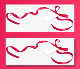 红色蝴蝶结标签免抠