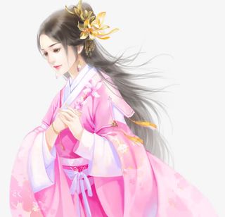 白衣黄花女子古风立绘免抠