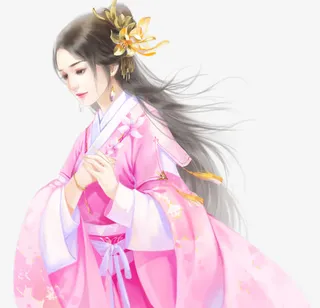 白衣黄花女子古风立绘免抠