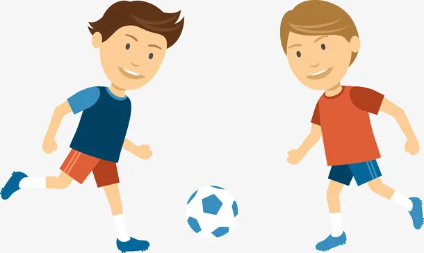 卡通踢足球小孩装饰插画免抠