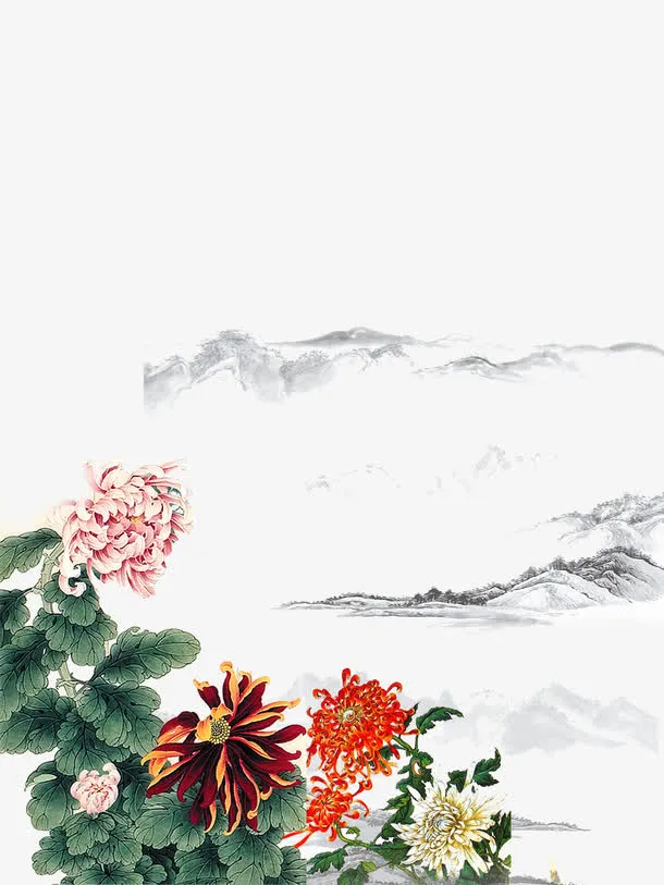 山水画素材免抠装饰中国风元素