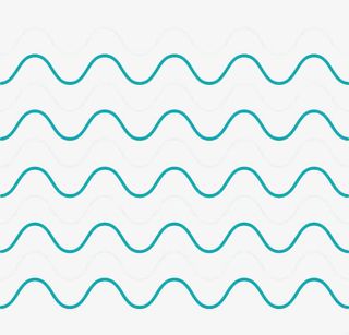蓝色手绘波浪曲线免抠