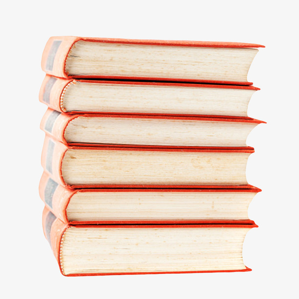 红色皮质加厚的一叠书实物免抠