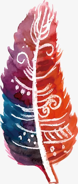 晕染彩色羽毛免抠