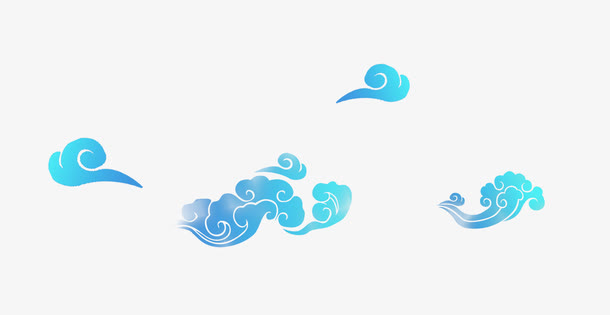 蓝色祥云素材免抠