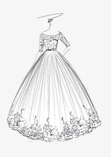手绘婚纱免抠