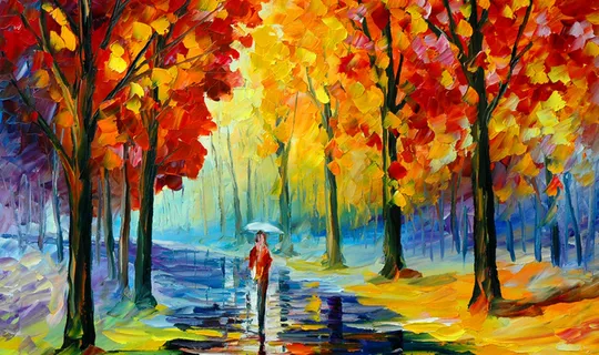 油画秋天背景高清