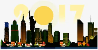 矢量2017黄昏情景免抠