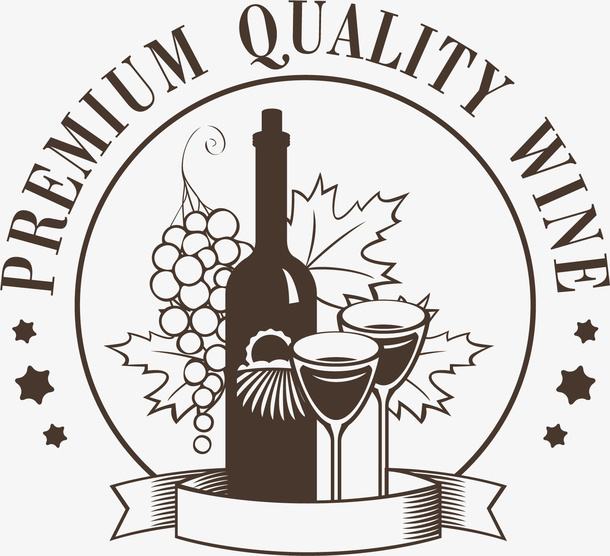 棕色简约矢量红酒免抠标签元素