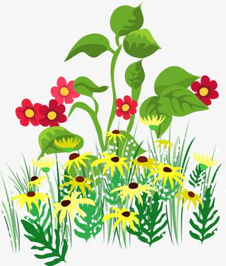 彩色卡通花朵图案免抠