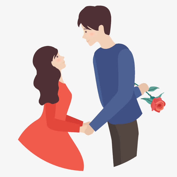 小清新示爱的情侣免抠图免抠