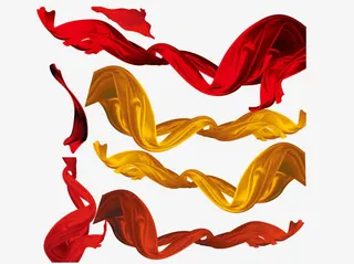 红色黄色彩带免抠