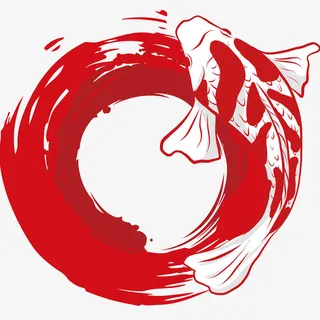 日式风格鲤鱼矢量插画免抠