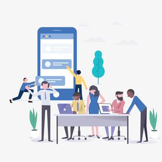 手绘卡通商务人群忙碌免抠