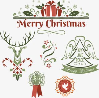 矢量圣诞海报装饰标签免抠