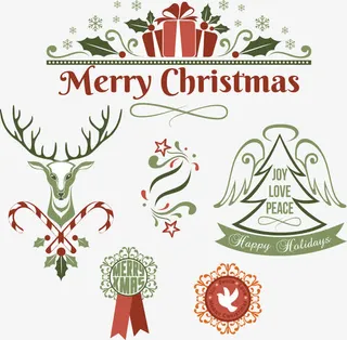 矢量圣诞海报装饰标签免抠