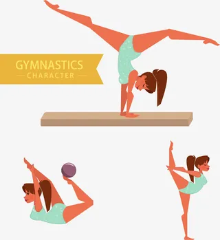 矢量手绘体操运动员免抠