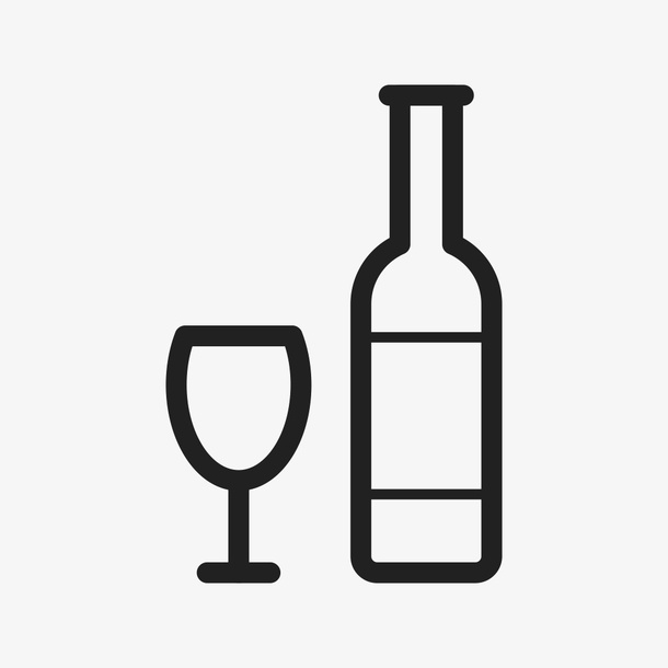 粗线条酒瓶酒杯免抠