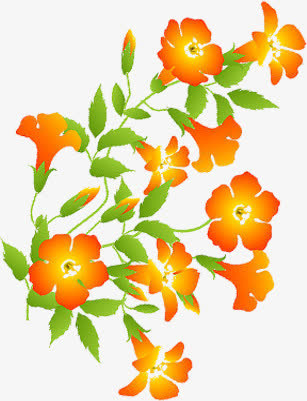 手绘春天黄色渐变花朵装饰免抠
