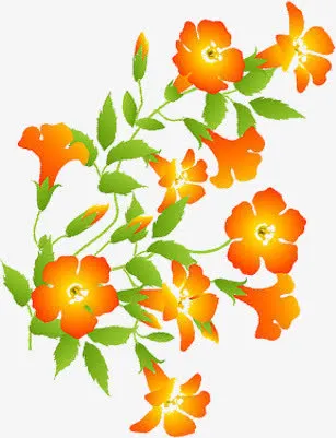 手绘春天黄色渐变花朵装饰免抠