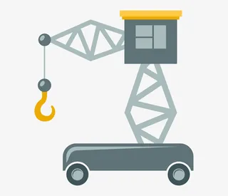 手绘扁平化吊车起重机免抠