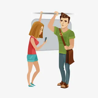 地铁上站着的人物矢量图免抠