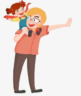 高清创意促销海报两父女卡通图免抠