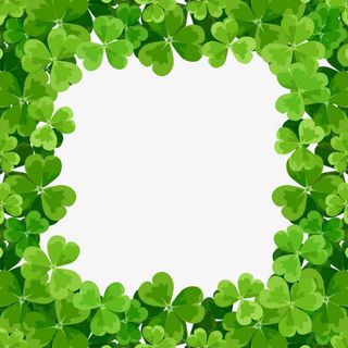 绿色三叶草正方形边框免抠装饰边框元素