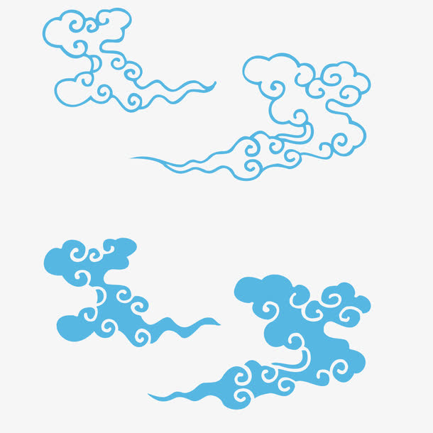 古典蓝色腾云免抠