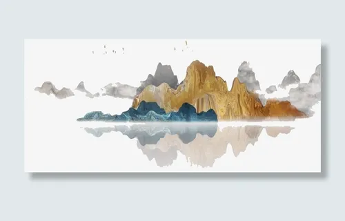 国潮山水装饰元素免抠