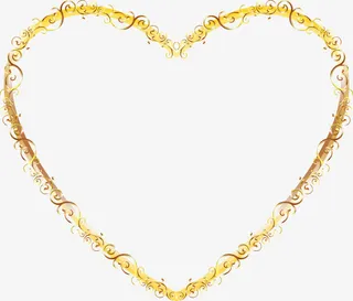 黄色渐变爱心边框装饰免抠