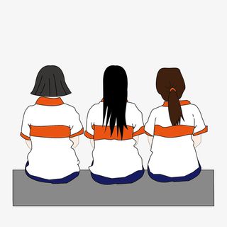 毕业女生背影合影素材免抠