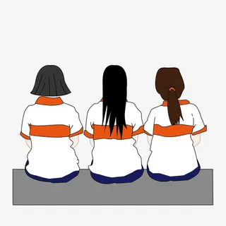 毕业女生背影合影素材免抠