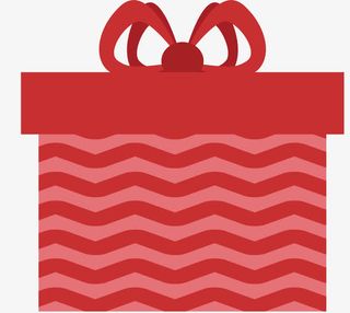红色锯齿线条礼物盒免抠