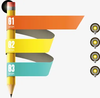 铅笔彩条装饰素材免抠