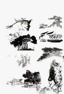 水墨风水画免抠