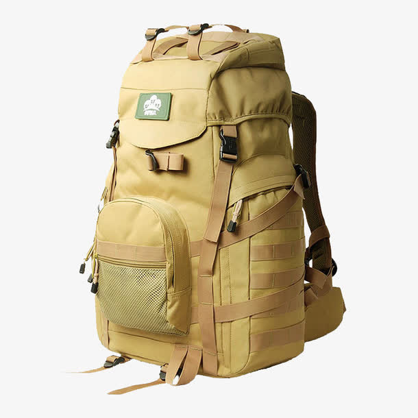 产品实物米色登山包免抠