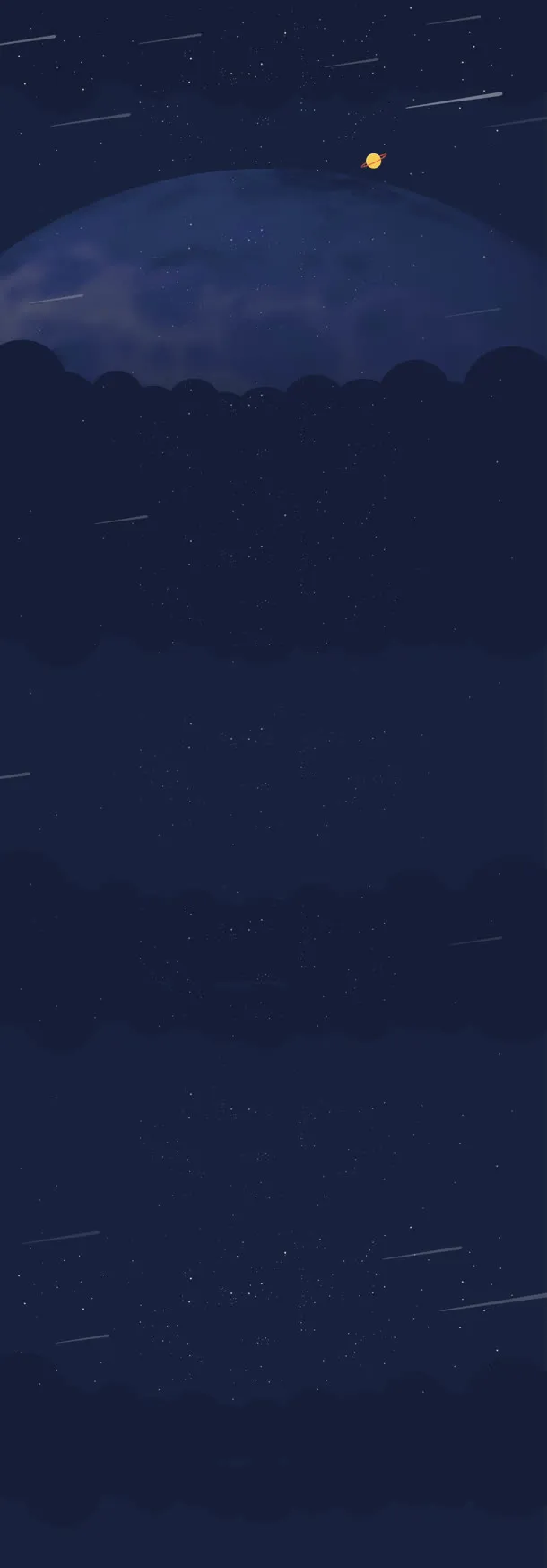 卡通月下云层月亮流星雨海报背景