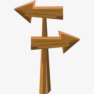 手绘卡通木材箭头指示牌免抠