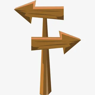 手绘卡通木材箭头指示牌免抠
