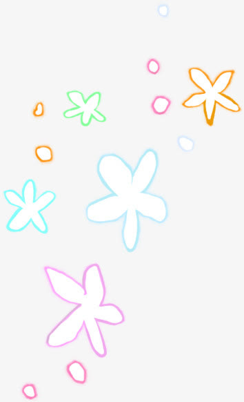 手绘彩色光效花朵漂浮装饰免抠
