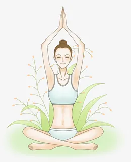 清新装饰插图练习瑜伽的女孩免抠