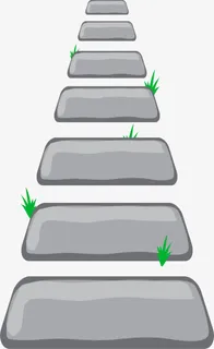 杂草长方形石头路面免抠