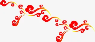 中国风红色渐变云纹免抠